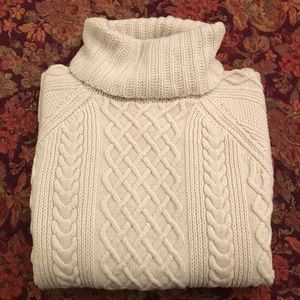 Talbots Large White Cotton-Wool Turtleneck